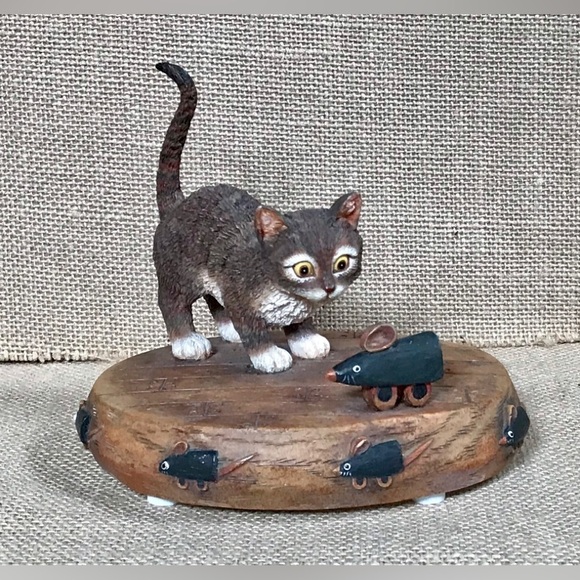 Vintage Other - Vintage Curious Cats Danny And Arnold Music Box Kitten Mouse Chase Cute AS IS